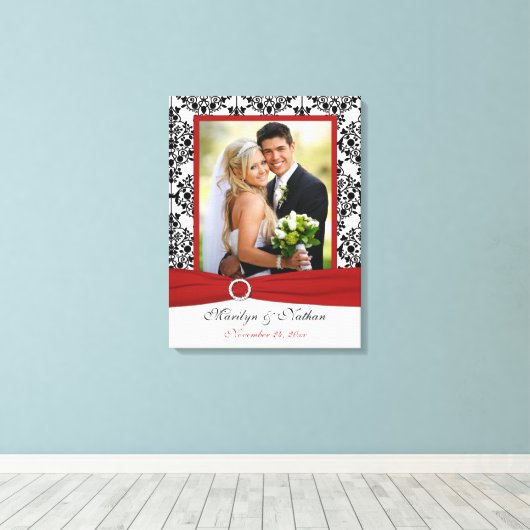 Canvas met rode, zwarte en witte dunneddinterband (Insitu (Houten vloer))