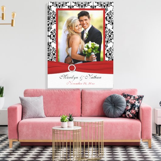 Canvas met rode, zwarte en witte dunneddinterband (Insitu (Woonkamer))