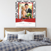 Canvas met rode, zwarte en witte dunneddinterband afdruk (Insitu (Slaapkamer))