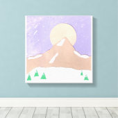 Canvas met Snowy Mountain Scene (Insitu (Houten vloer))