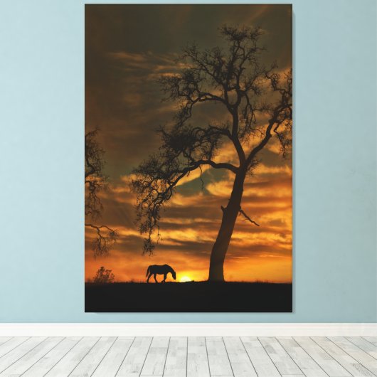 Canvas met Southwestern Fine Art Horse (Insitu (Houten vloer))