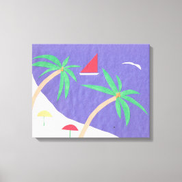 Canvas met strandscène afdruk