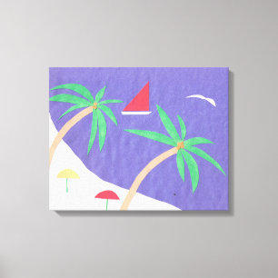 Canvas met strandscène afdruk