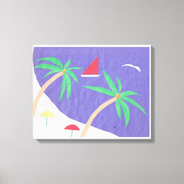 Canvas met strandscène afdruk