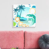 Canvas met Surf op eilanden Afdruk (Insitu (Woonkamer))