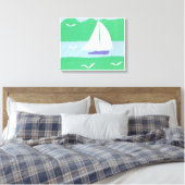 Canvas met zeilboot en groene bergen afdruk (Insitu (Slaapkamer))