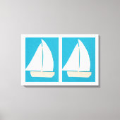 Canvas met zeilboten op een Turquoise achtergrond (Voorkant)