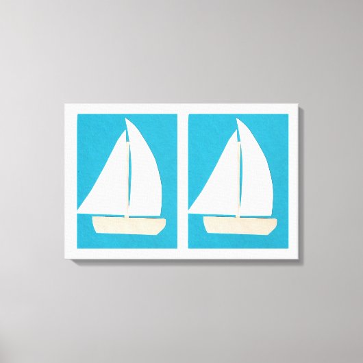 Canvas met zeilboten op een Turquoise achtergrond (Voorkant)