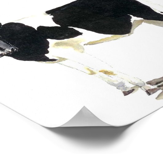 canvas met zwarte en witte koe poster (Hoek)