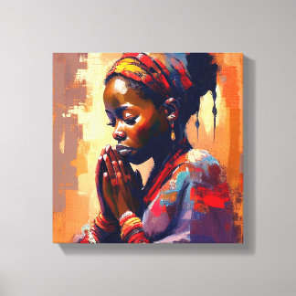 Canvas, mooi afrikaans meisje in meditatie canvas afdruk