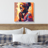 Canvas, mooi afrikaans meisje in meditatie canvas afdruk (Insitu (Slaapkamer))