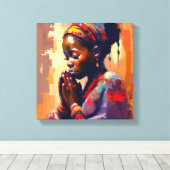 Canvas, mooi afrikaans meisje in meditatie canvas afdruk (Insitu (Houten vloer))