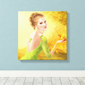Canvas Mooie romantische vrouw en fantasie goud b (Insitu (Houten vloer))