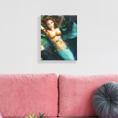 Canvas Mooie zeemeermin in meer met leugens (Insitu (Woonkamer))