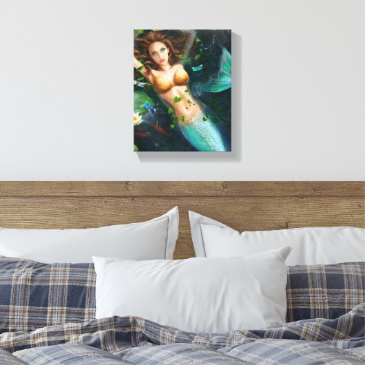 Canvas Mooie zeemeermin in meer met leugens (Insitu (Slaapkamer))