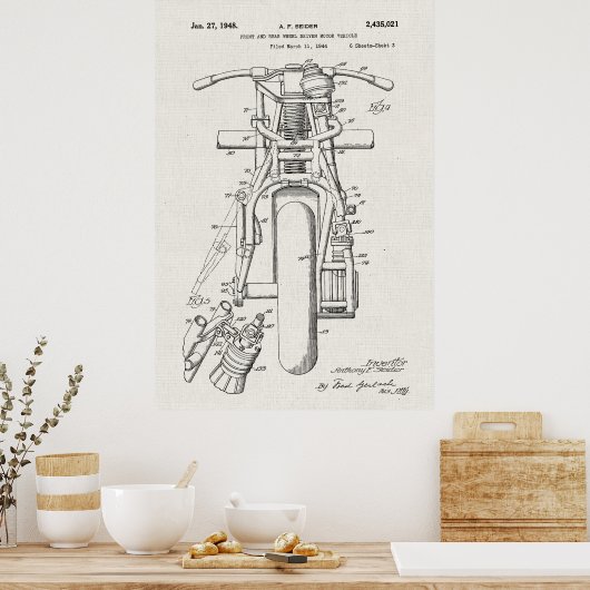 Canvas | Motorrijwielen Patent Poster (Keuken)