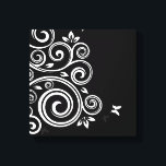 Canvas Muur Art-Art Deco werveling<br><div class="desc">Verpakte canvas kunst wordt getoond in een zwart-wit art deco werveling grafische print. Pas dit object aan of koop het object zoals het is. Stock Afbeelding</div>