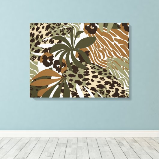 Canvas Muur Art-Oerwoud Dierenprint (Insitu (Houten vloer))