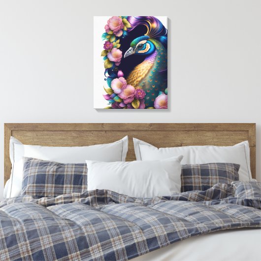 Canvas Muur Art-Peacock (Insitu (Slaapkamer))