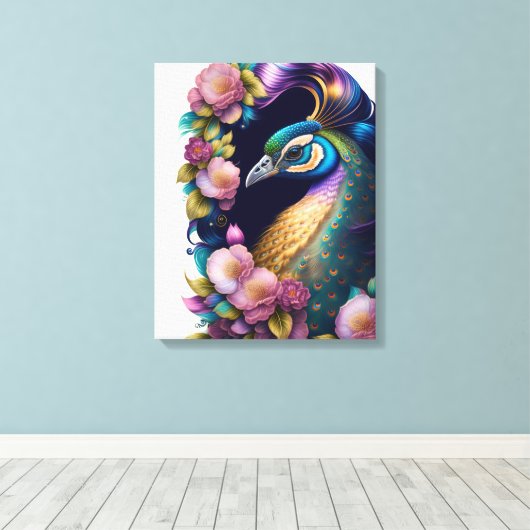 Canvas Muur Art-Peacock (Insitu (Houten vloer))