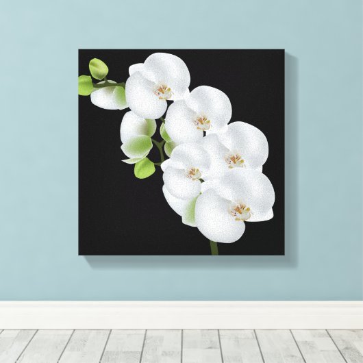 Canvas Muur Art-witte orchideeën (Insitu (Houten vloer))