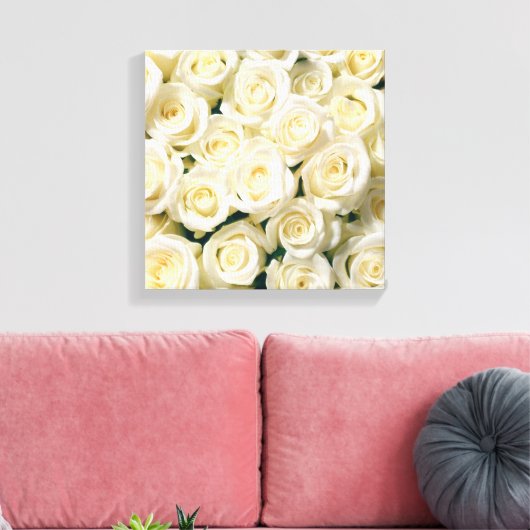 Canvas Muur Art-witte rozen (Insitu (Woonkamer))