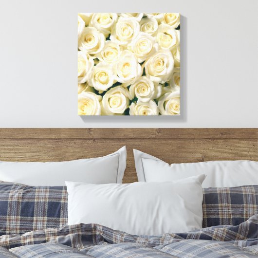 Canvas Muur Art-witte rozen (Insitu (Slaapkamer))