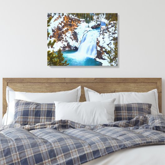 Canvas Muur Art-Yellowstone Waterval (Insitu (Slaapkamer))