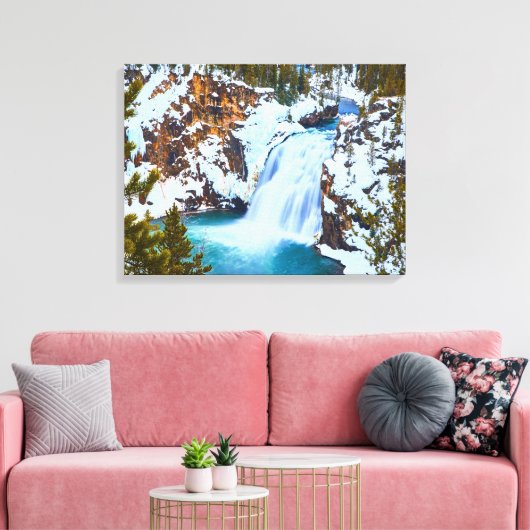 Canvas Muur Art-Yellowstone Waterval (Insitu (Woonkamer))