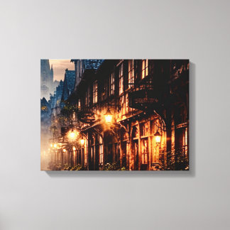 Canvas Nachtstraat Afdruk