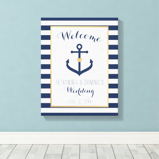 Canvas Nautisch thema bruiloft welkom teken - Mari (Insitu (Houten vloer))
