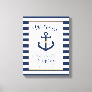 Canvas Nautisch thema bruiloft welkom teken - Mari Afdruk