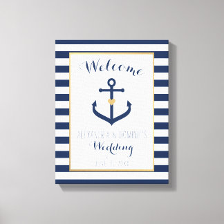 Canvas Nautisch thema bruiloft welkom teken - Mari Afdruk