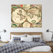 Canvas Oude Wereldkaart 1689 Afdruk (Insitu (Slaapkamer))