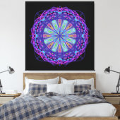 Canvas, Paarse roze zwarte Kaleidoscope Mandala Ar Canvas Afdruk (Insitu (Slaapkamer))