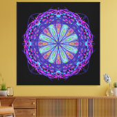 Canvas, Paarse roze zwarte Kaleidoscope Mandala Ar Canvas Afdruk (Insitu (Woonkamer))
