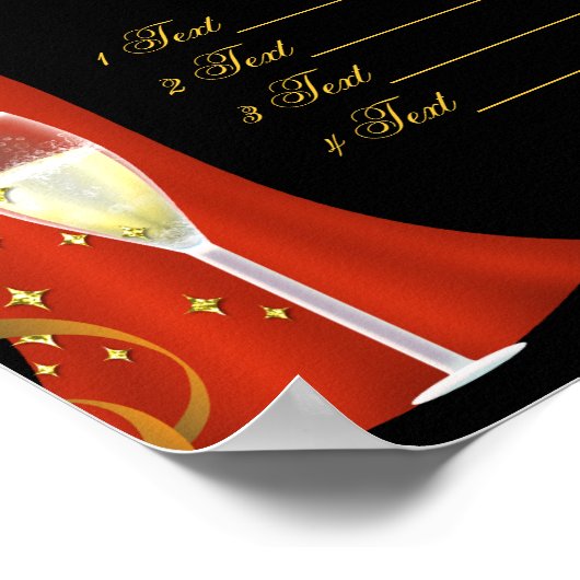 Canvas poster Red Cocktail Menu Canvas afdrukken (Hoek)