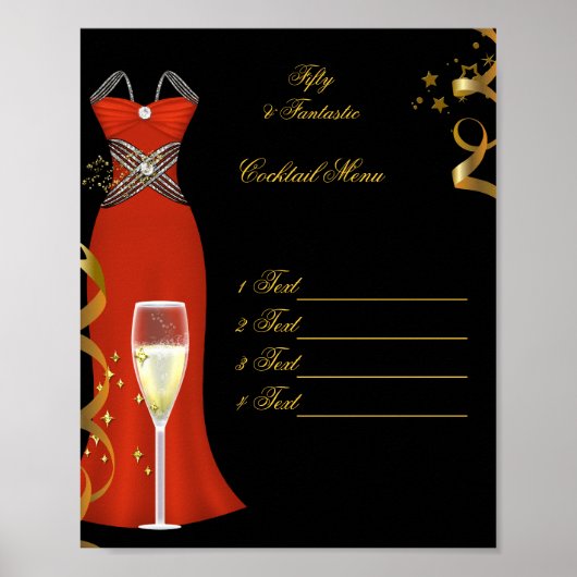 Canvas poster Red Cocktail Menu Canvas afdrukken (Voorkant)