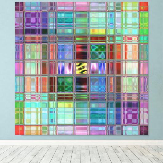 Canvas Print 40x40-inch Blue Sunrise Mosaic (Insitu (Houten vloer))