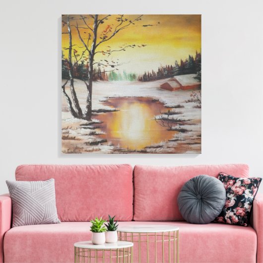 Canvas Print Ann Hayes Paining Winter Scene (Insitu (Woonkamer))