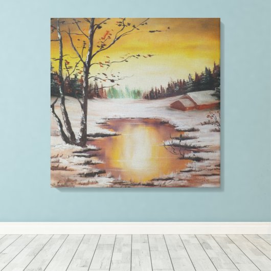 Canvas Print Ann Hayes Paining Winter Scene (Insitu (Houten vloer))
