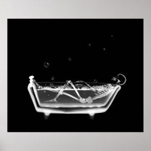 Canvas Print B&W X-Ray Skeleton Bath Time Tub