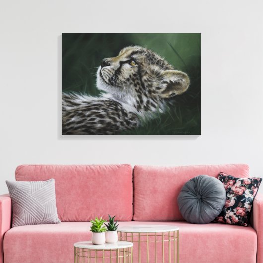 Canvas Print baby Cheetah II (Insitu (Woonkamer))