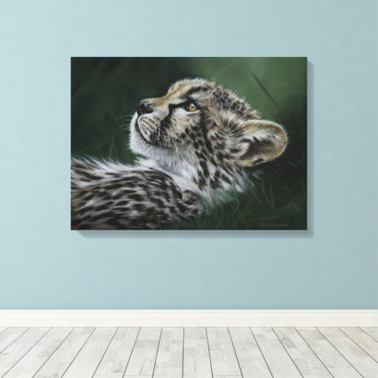 Canvas Print baby Cheetah II (Insitu (Houten vloer))