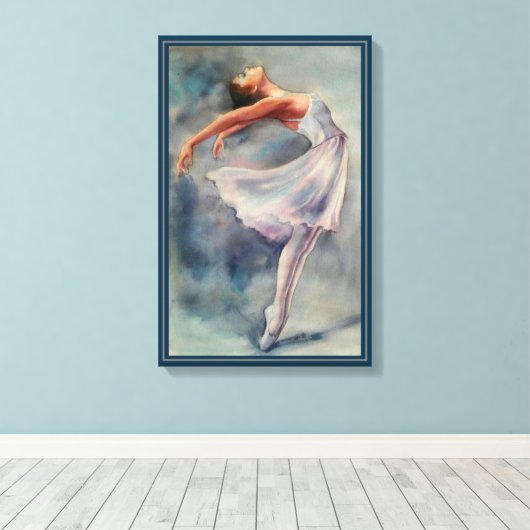 Canvas Print - Ballerina Waterverven (Insitu (Houten vloer))