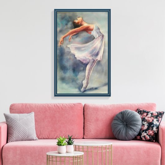 Canvas Print - Ballerina Waterverven (Insitu (Woonkamer))