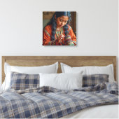 Canvas Print (Beading a Moccasin) (Insitu (Slaapkamer))