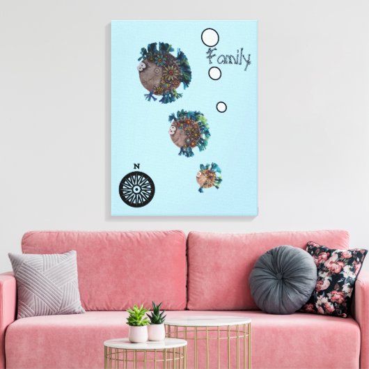 Canvas print - Blauwe en groene visfamilie (Insitu (Woonkamer))