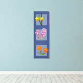 Canvas Print - Botanische Triptych op blauw (Insitu (Houten vloer))