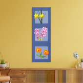 Canvas Print - Botanische Triptych op blauw (Insitu (Woonkamer))